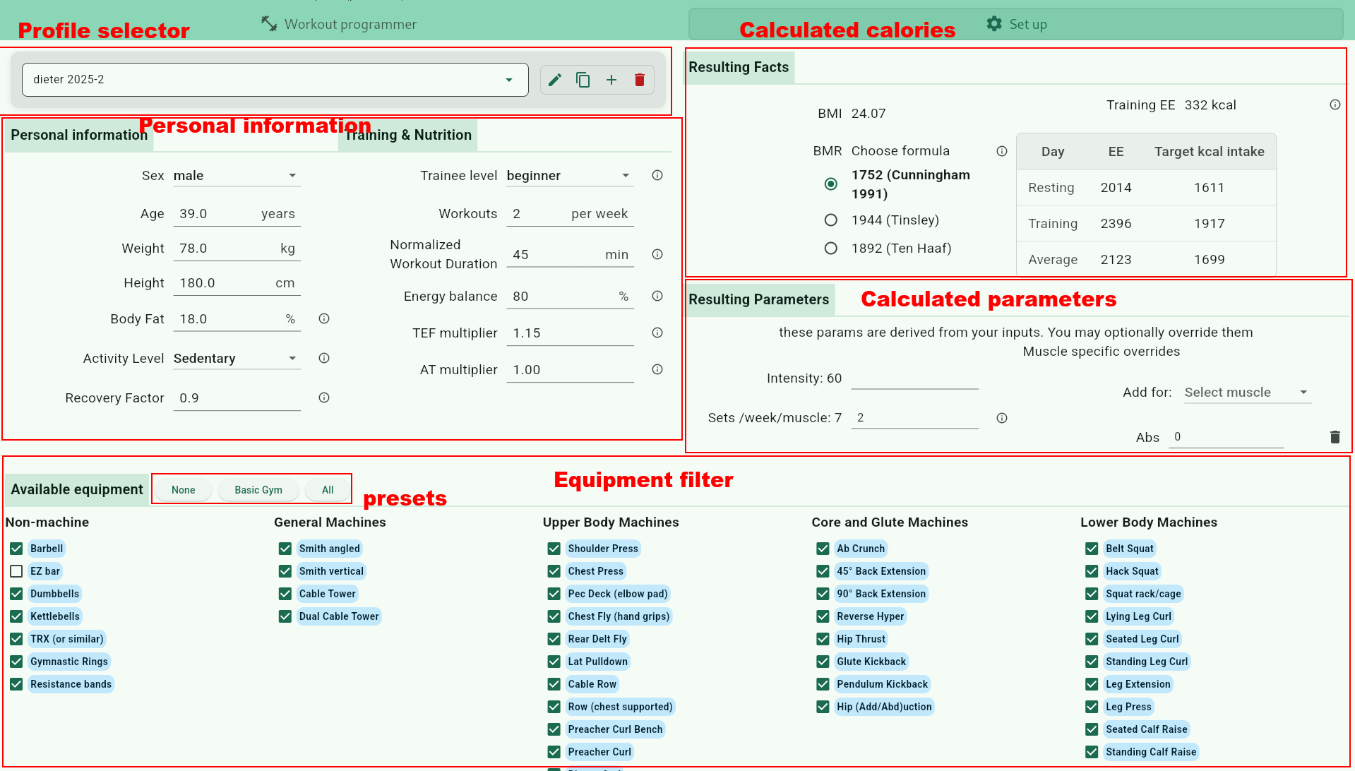 Set up tab